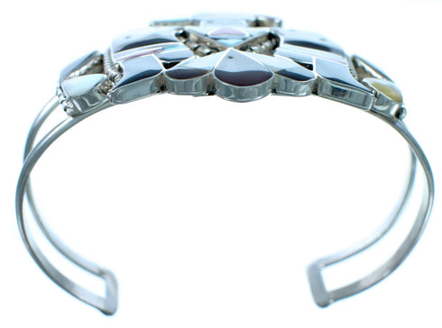 Silver Thunderbird Multicolor Inlay Zuni Indian Cuff Bracelet RX117414